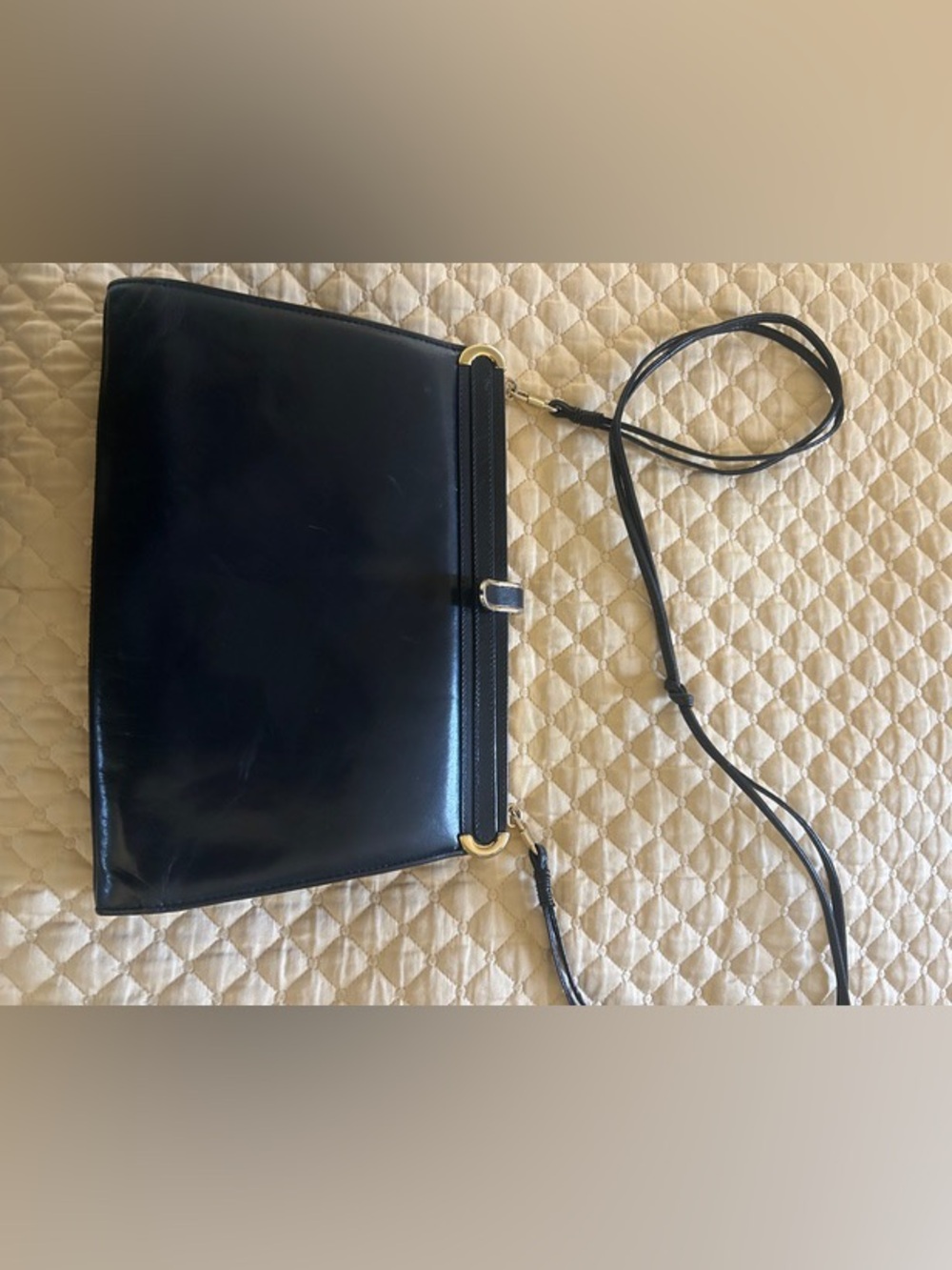 Bruno Magli Black Leather Crossbody with Gold Accents